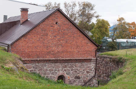 Vyborg, Russia September 25, 2016: View bastion Pantserlaks. Fortification medieval Vyborgの写真素材