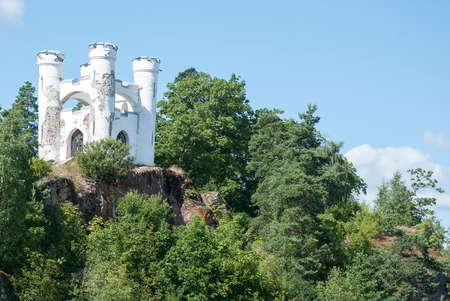 Vyborg, Russia - August 15, 2017: White crypt on the island of Ludwigstein in the park of Monreposのeditorial素材