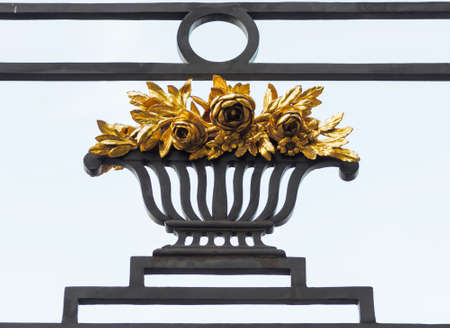 Detail of gilded lattice of Summer Garden in St.Petersburg, Russia.の写真素材