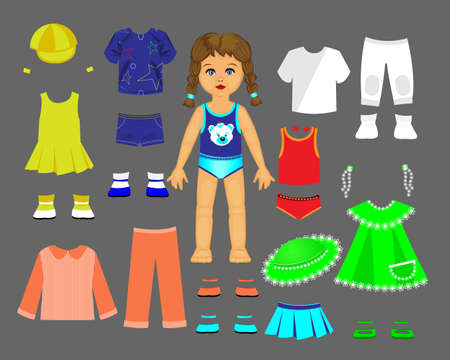 Paper doll clothes and set for play and creativityのイラスト素材