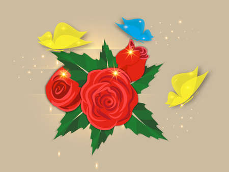 Vintage postcard with Flowersのイラスト素材