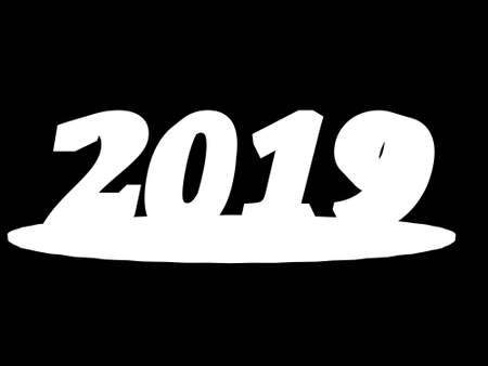 Happy New Year 2019. Alpha channel. Render. Setの写真素材