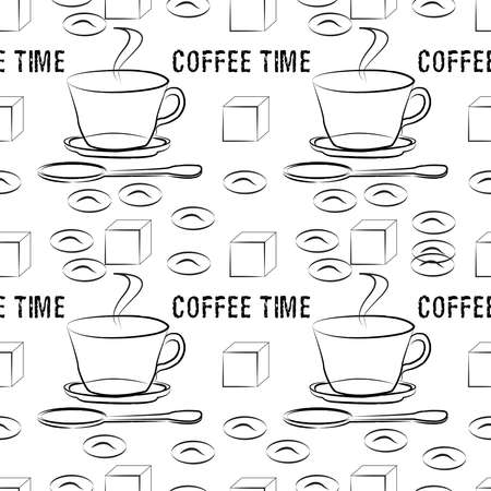 Coffee cups on a white background seamless patternのイラスト素材