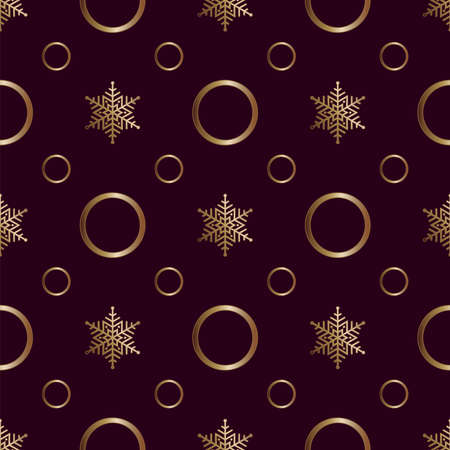 Seamless pattern Gold ornament on a brown background  Merry Christmas and Happy New Yearのイラスト素材