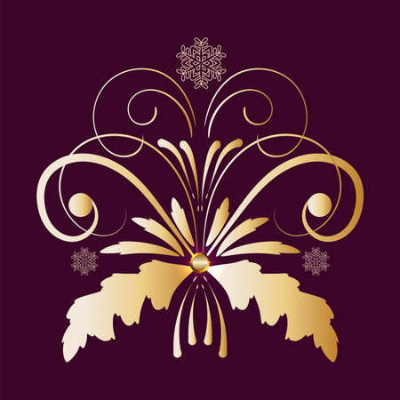 Gold shiny ornament on a brown backgroundのイラスト素材