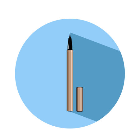 Eyeliner flat icon on a blue background. Vector illustration.のイラスト素材
