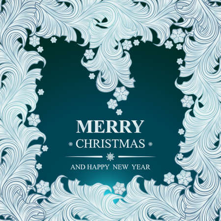 Poster Merry Christmas and Happy New Year. Winter pattern with Christmas toys. Ideal for banner, poster, invitations and greeting cards for holidays New Year and Christmas. Vector illustrationのイラスト素材