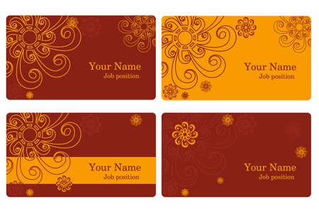 Set of card templates with floral elements for business cards, invitations, postcards.のイラスト素材