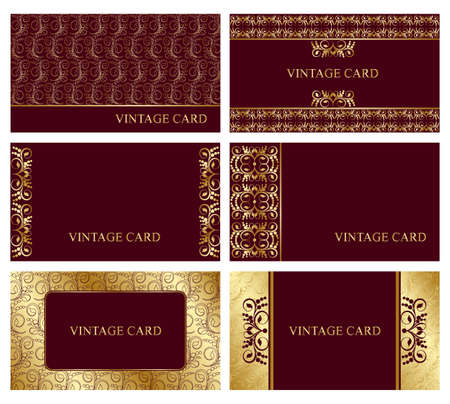 A set of elegant templates with floral elements for cards, invitations, postcards.のイラスト素材