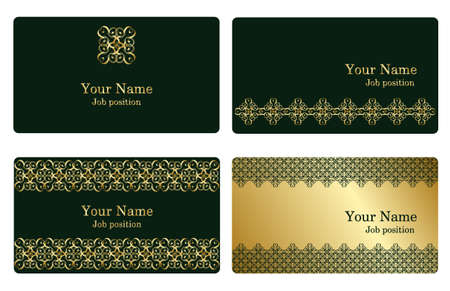 A set of elegant templates with geometric elements for  business cards, invitations, postcards.のイラスト素材