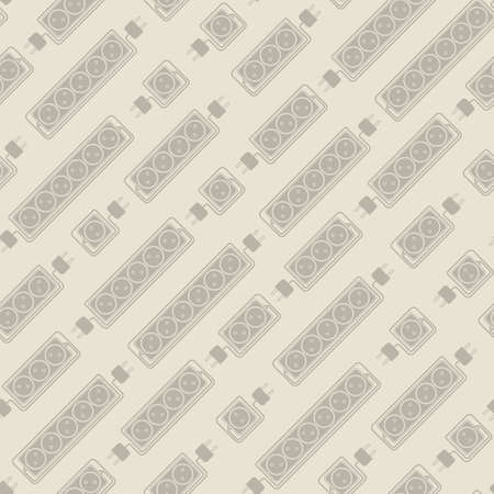 Seamless pattern of  electrical extension cords. Electric power strip in modern flat style. Suitable for packaging design of electrical products, website design, advertising catalogs. Vectorのイラスト素材