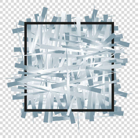 Silver randomly scattered stripes with black frame. Background for banner, greetings, invitations, cards, VIP, exclusive, certificate, gift, privilege, voucher. Place for your text or message. Vectorのイラスト素材