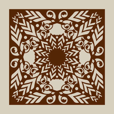 Geometric ornament. The template pattern for decorative panel. A picture suitable for laser cutting, paper cutting, printing, engraving wood, metal, stencil manufacturing.のイラスト素材