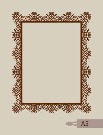 Abstract square photo frame with swirls. Pattern is suitable for greeting cards, invitations, menus, design interiors etc. Template suitable for laser cutting or printing.のイラスト素材