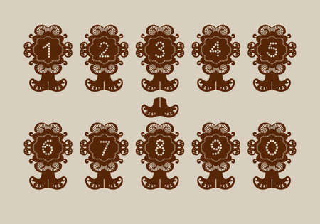 Decorative desk stand with numbering. A picture suitable for paper cutting, printing, laser cutting or engraving. Stencil manufacturing. Vectorのイラスト素材