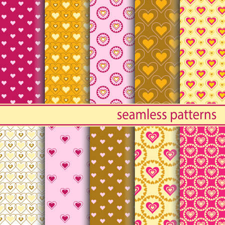Seamless patterns with hearts for banners, greeting cards, invitations for Valentines day, wedding, etc.のイラスト素材
