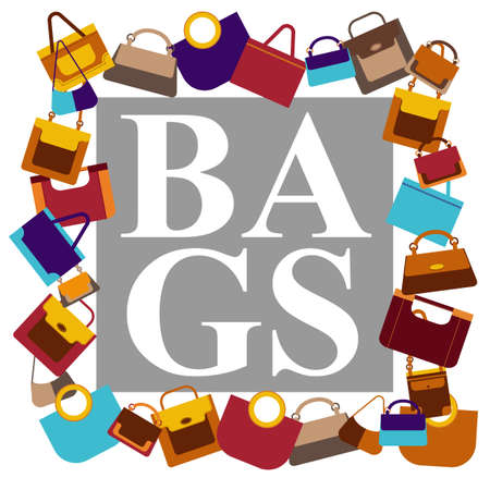 Background with bags. Use for banner, advertising poster, presentation. Vector illustrationのイラスト素材