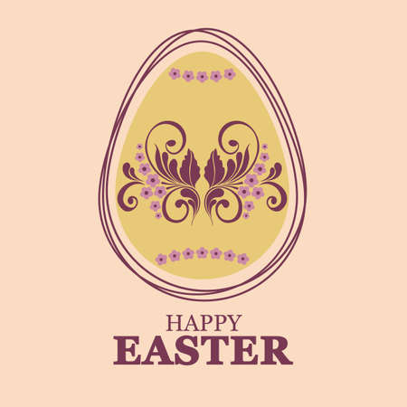 Easter egg with flower. Vector illustration, can be used for creating holiday greeting card, banner or posterのイラスト素材