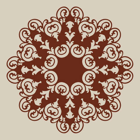 Geometric ornamental template pattern for decorative round panel. A picture suitable for paper cutting, printing, laser cutting or engraving wood, metal, stencil manufacturingのイラスト素材
