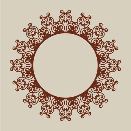 Abstract round frame. Pattern is suitable for greeting cards, invitations, design interiors etc. Template for paper cutting, printing, laser cutting or engraving wood, metal, stencil manufacturingのイラスト素材
