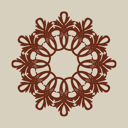 Geometric ornament. The template pattern for decorative round panel on gray background.のイラスト素材