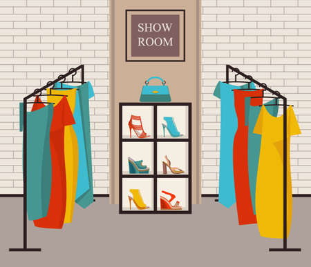 Vector illustration modern loft interior showroom fashion.のイラスト素材