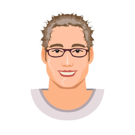 Portrait cute young man isolated on a white background. Picture for avatarのイラスト素材