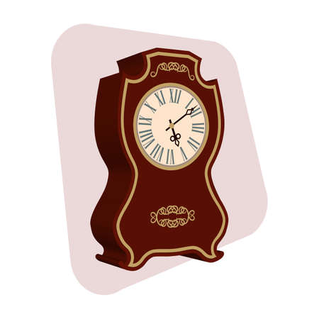 Mechanical desktop retro clock, isolated on white background. A time-measuring device. Colorful...