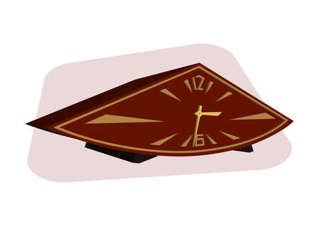 Mechanical desktop retro clock, isolated on white background. A time-measuring device. Colorful vintage watch vector illustrationのイラスト素材