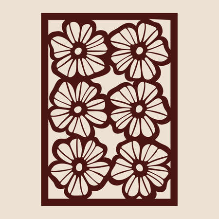 Floral geometric ornament. The template pattern for decorative panel. A picture suitable for paper cutting, printing, laser cutting or engraving wood, metal. Stencil manufacturing. Vectorのイラスト素材