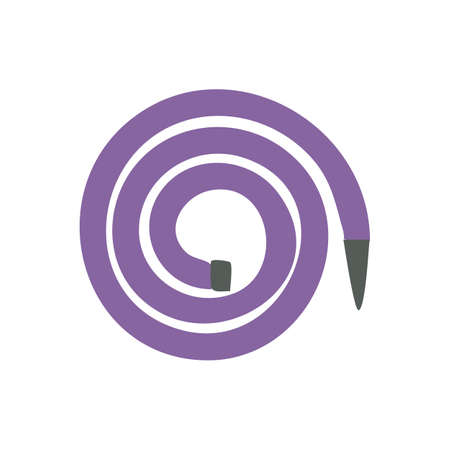 Watering hose illustration, garden gear for irrigation and watering plants.  Agriculturing tool for gardening, and farming, rubber sprayer. Simple drawing in cartoon style isolated on white backgroundのイラスト素材