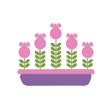 Plants in flower pot icon isolated on white background. Vector Illustration in cartoon style for graphic and web designのイラスト素材