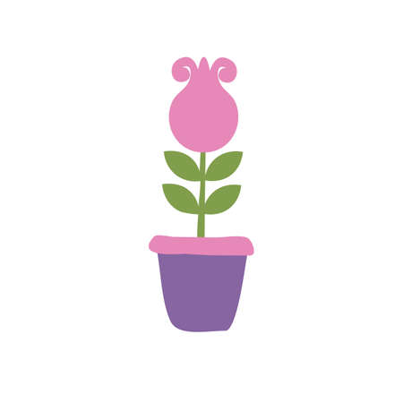 Plants in flower pot icon isolated on white background. Vector Illustration in cartoon style for graphic and web designのイラスト素材
