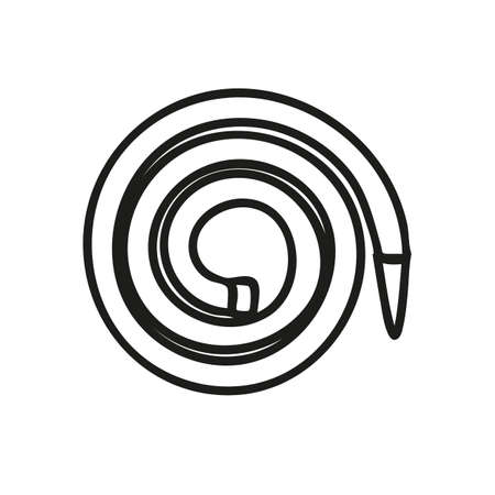 Watering hose illustration, garden gear for irrigation and watering plants.  Agriculturing tool for gardening, and farming, rubber sprayer. Simple drawing in doodle style isolated on white backgroundのイラスト素材