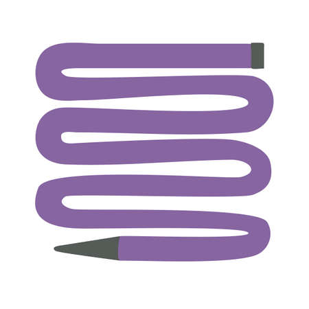 Watering hose illustration, garden gear for irrigation and watering plants.  Agriculturing tool for gardening, and farming, rubber sprayer. Simple drawing in cartoon style isolated on white backgroundのイラスト素材