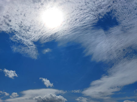 Clouds as a face:eyes and mouth.Fantastic clouds.の写真素材