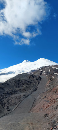 The top of Mount Elbrus, Caucasus. The highest mountain in Europe.の写真素材
