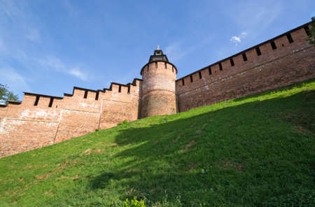 Walls and tower of Nizhny Novgorod Kremlinの写真素材