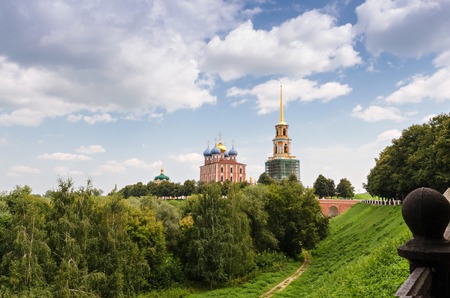 Old churches in the Kremlin in Ryazan, Russiaの写真素材