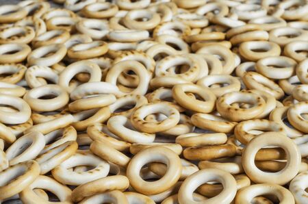 Background, bagels, lies on the surface Selective focusの写真素材