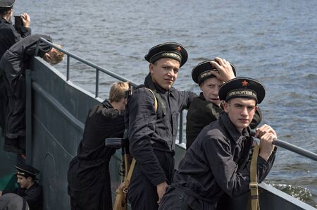 Historical festival of the Second World war in Samara in honor of Navy Day, July 26, 2015. Portrait...