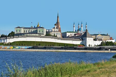 View of the Kazan Kremlin from the opposite Bank of the Kazanka river, Tatarstan, Russia June 24, 2019のeditorial素材