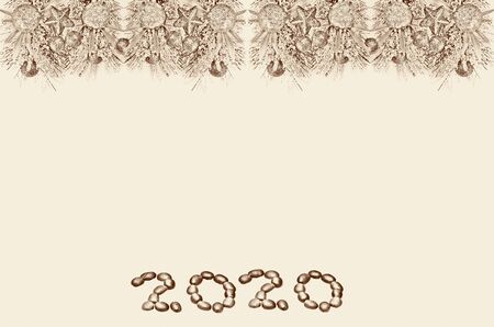 Christmas background, stylization of an old photo. Date of the coming year 2020