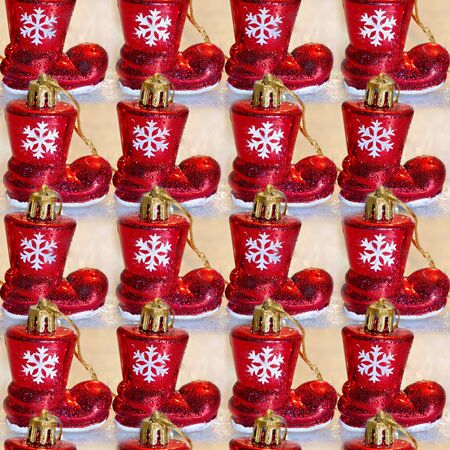 Christmas background with Santa Claus toy boots. Selective focus