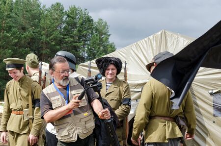 Pokrovskoye, Sverdlovsk region, Russia July 17, 2016. Historical reconstruction of the Russian Civil...