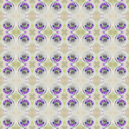 Many small spheres with snowdrops blooming inside. Seamless background.
