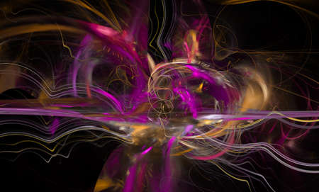A fractal, an abstract electric discharge on a black background. Colorful chaotic lines and flashes