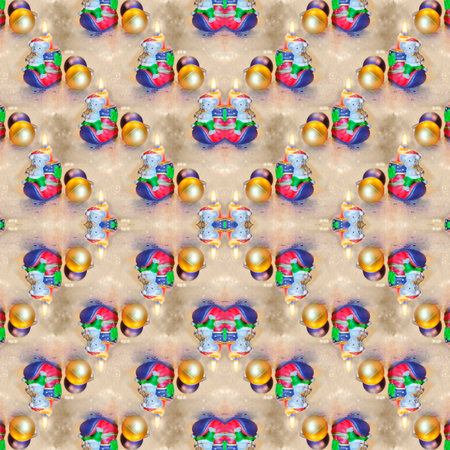 Colorful, Christmas seamless background with beautiful burning candles. macro photography, square