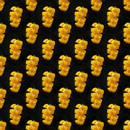 Creative seamless background with flying sweet pepper. Art designの写真素材