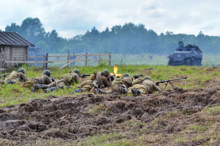 Moscow region, Nelidovo, Russia - July 15, 2017. Military-historical festival, defense of the...